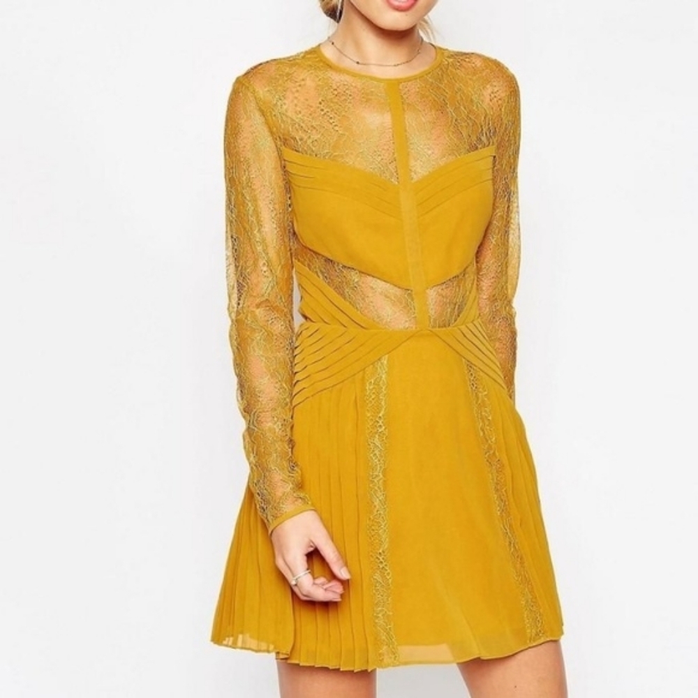Asos mustard dress long sleeve